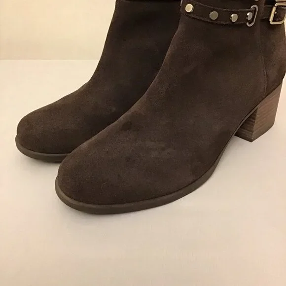 Koolaburra UGG 10 Gordana 1020132 Suede Ankle Boots Brown Booties Chunky Heels - Picture 4 of 12